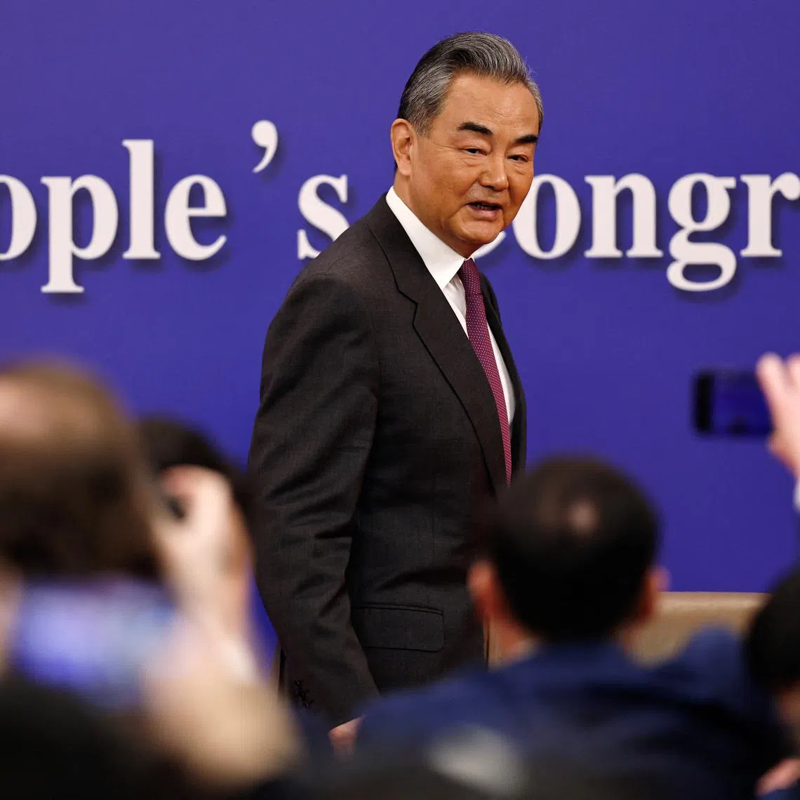 Chinese Foreign Minister Wang Yi attends a press conference on the sidelines of the National People's Congress (NPC), in Beijing, China March 7, 2024. REUTERS/Tingshu Wang