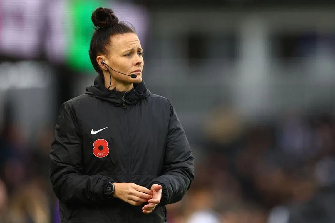 Soccer Football - Premier League - Fulham v Manchester United - Craven Cottage, London, Britain - November 4, 2023 Fourth official Rebecca Welch before the match REUTERS/Hannah Mckay/File Photo