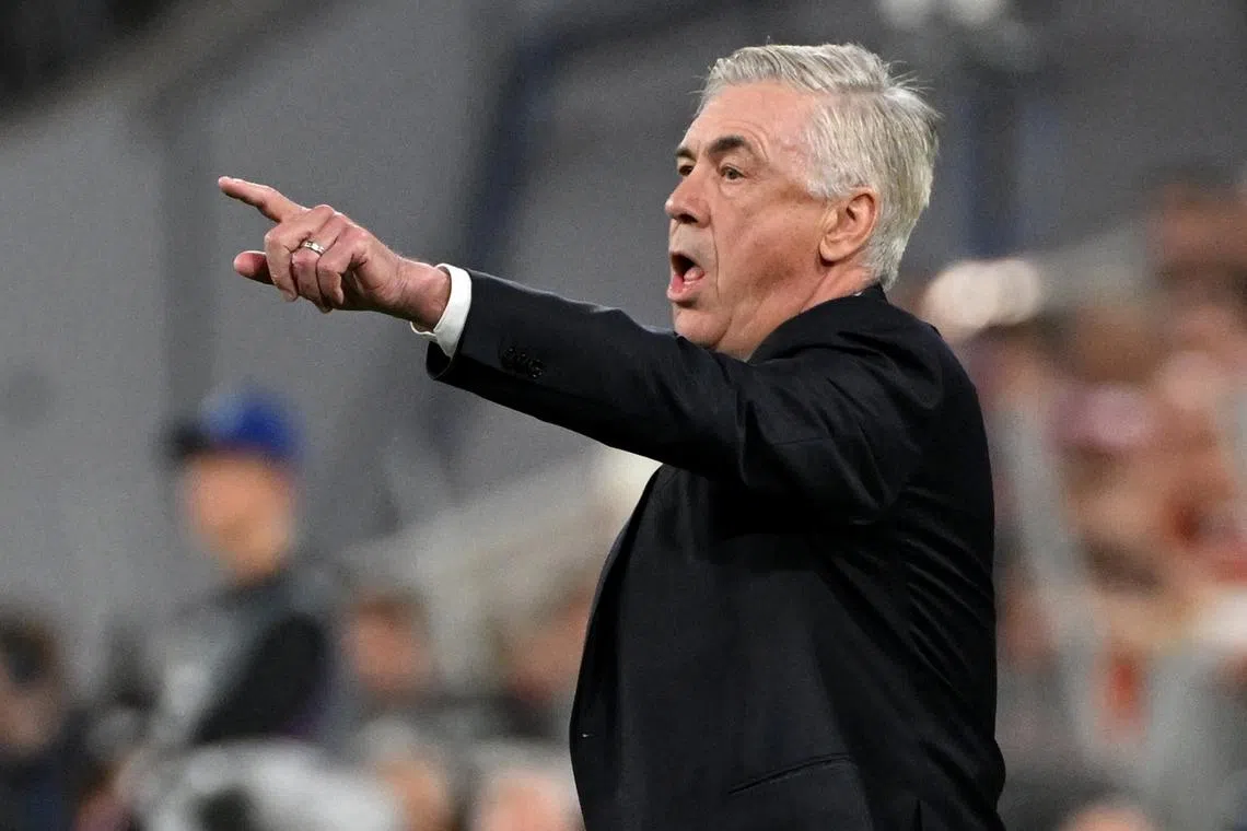 Soccer Football - Champions League - Semi Final - First Leg - Bayern Munich v Real Madrid - Allianz Arena, Munich, Germany - April 30, 2024 Real Madrid coach Carlo Ancelotti REUTERS/Angelika Warmuth