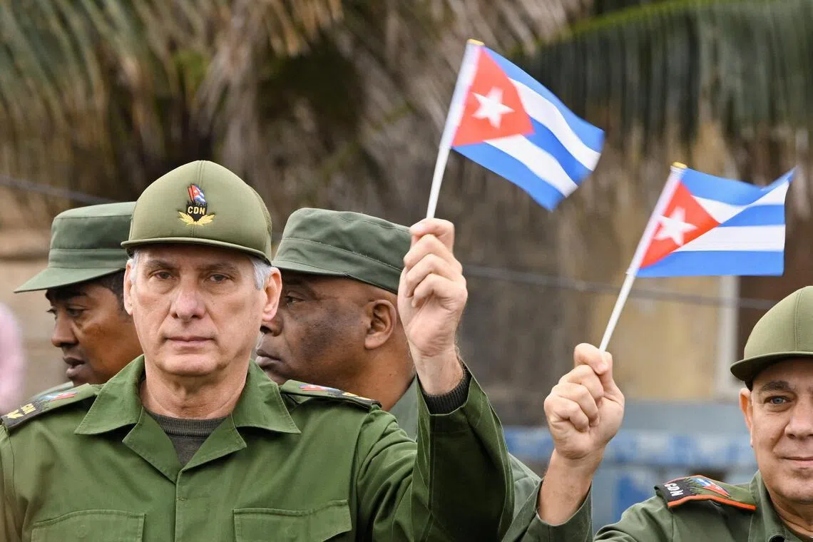 Cuba's President Miguel Diaz-Canel supervised military exercises that included a tank unit from Cuba’s armed forces.