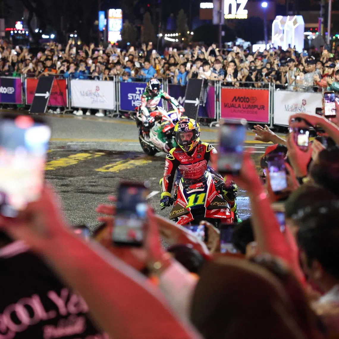 MotoGP - MotoGP launches 2026 season in Malaysia - Petronas Twin Towers, Kuala Lumpur, Malaysia - February 7, 2026  Honda LCR's Diogo Moreira during the launch REUTERS/Hasnoor Hussain