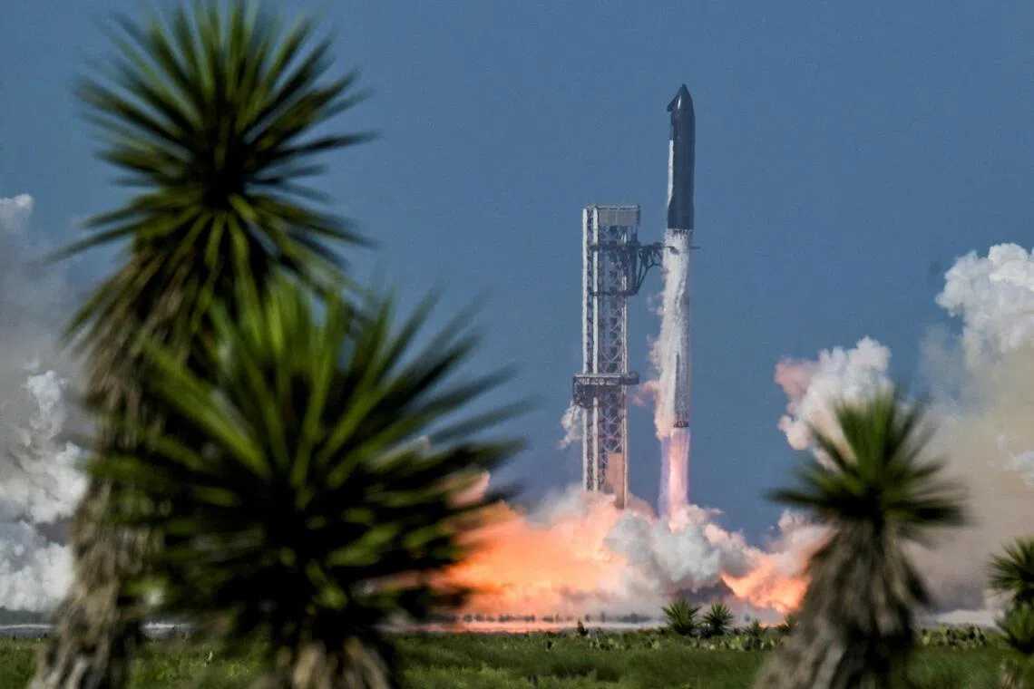 The SpaceX Starship and Super Heavy v3 Booster lift off on its 13th test flight from the SpaceX launch complex in Starbase in Texas, US on July 24. There is concern over how long the Starlink business can bankroll costly AI investments.