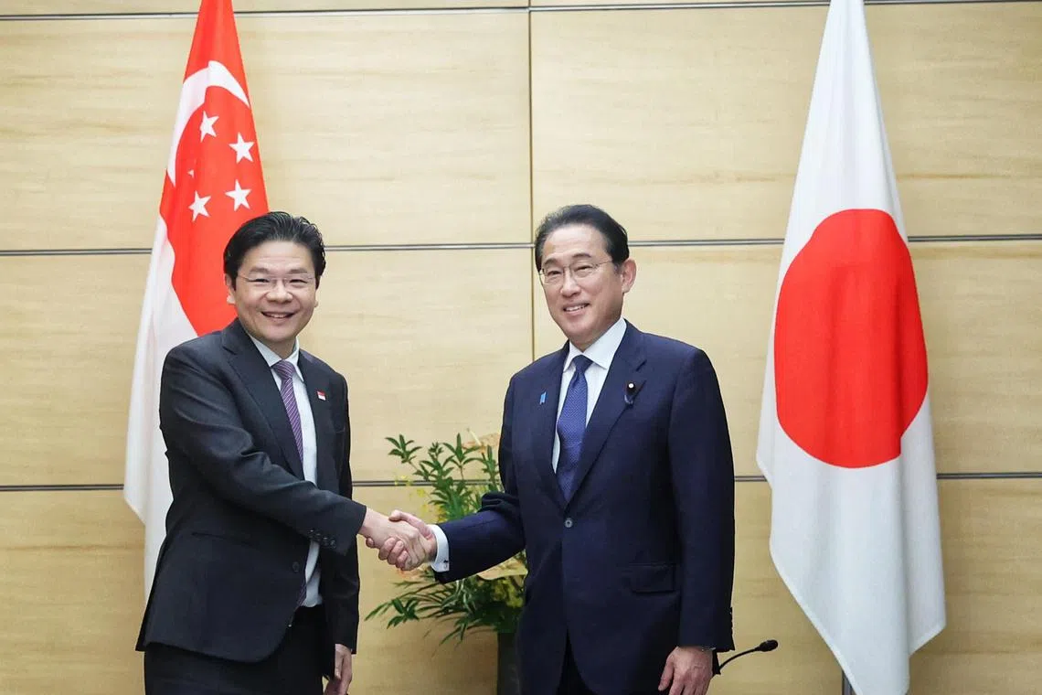 Singapore's Deputy Prime Minister Lawrence Wong called on Japan's Prime Minister Fumio Kishida Fumio on Friday.