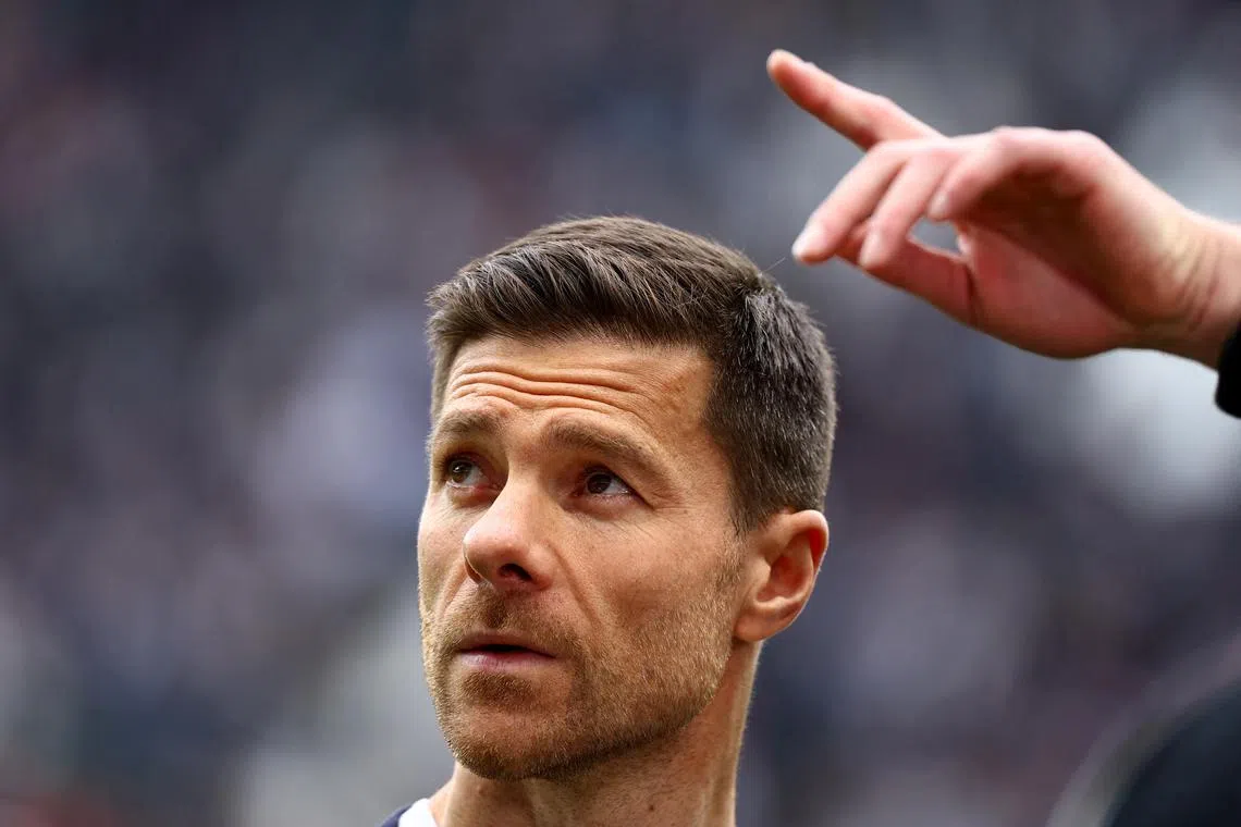 Soccer Football - Bundesliga - Eintracht Frankfurt v Bayer Leverkusen - Deutsche Bank Park, Frankfurt, Germany - May 5, 2024 Bayer Leverkusen coach Xabi Alonso before the match REUTERS/Kai Pfaffenbach