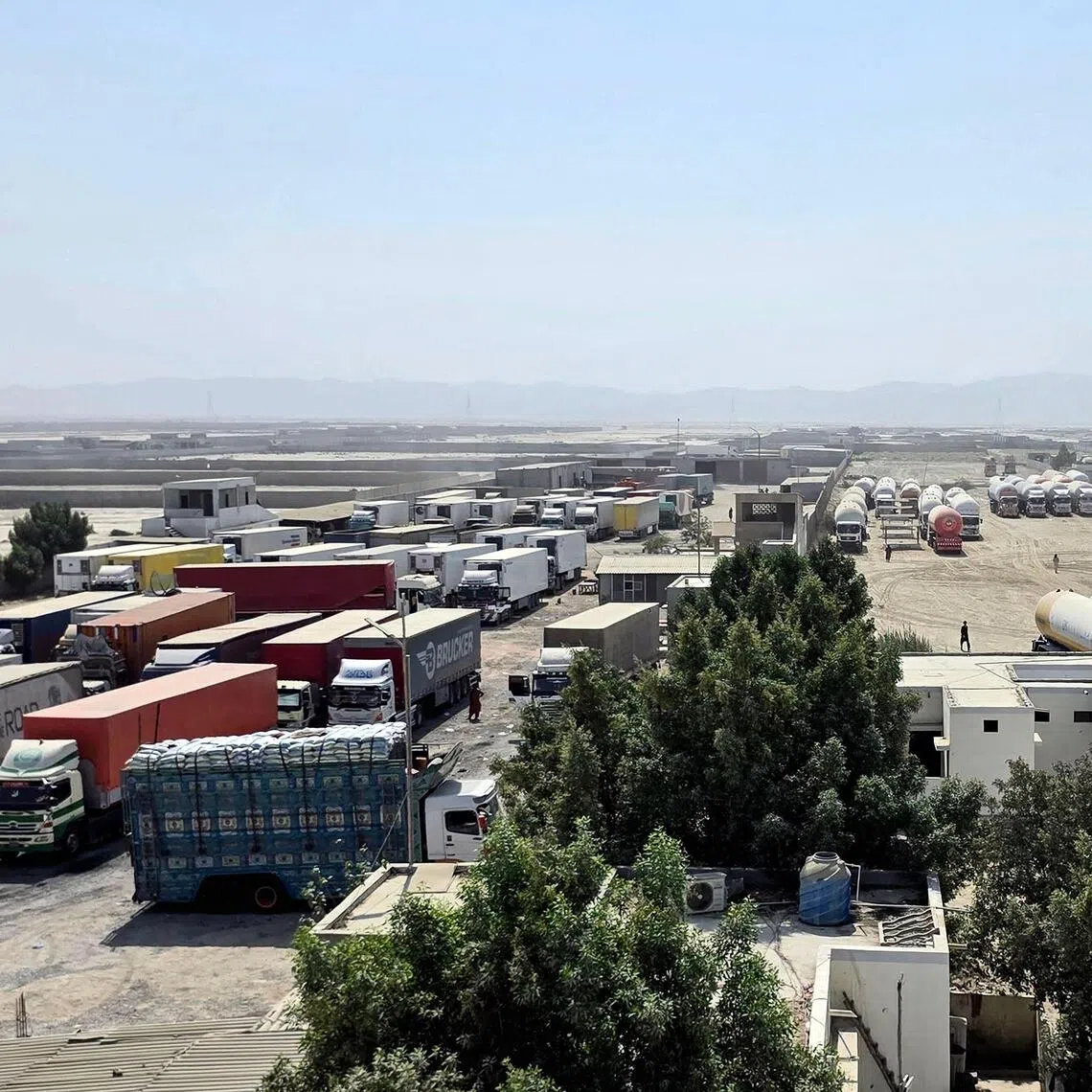Cargo trucks remain halted at the Gabd-Rimdan border crossing in Pakistan’s Balochistan province on Oct 21.