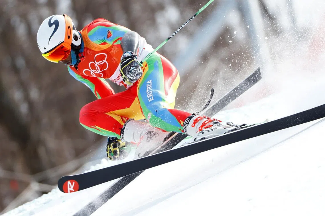 FILE PHOTO: Alpine Skiing - Pyeongchang 2018 Winter Olympics - Men's Giant Slalom - Yongpyong Alpine Centre - Pyeongchang, South Korea - February 18, 2018 - Shannon-Ogbnai Abeda of Eritrea competes. REUTERS/Dominic Ebenbichler/File Photo