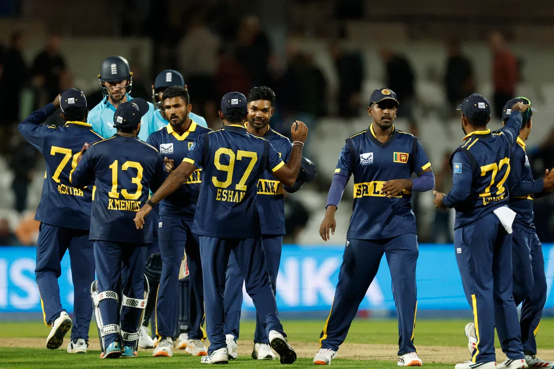 Cricket - Second One Day International - England v Sri Lanka - Headingley Cricket Ground, Leeds, Britain - September 24, 2026 Sri Lanka players celebrate after the match Action Images via Reuters/Jason Cairnduff