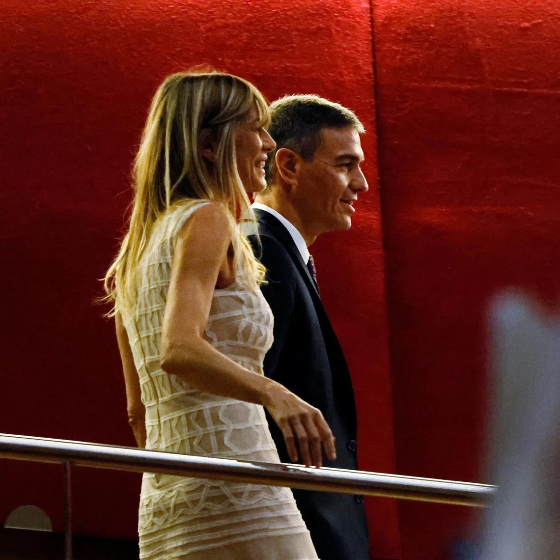 Spain's Prime Minister Pedro Sanchez and his wife Begona Gomez arrive at the San Sebastian Film Festival, in San Sebastian, Spain, September 26, 2024. REUTERS/Vincent West