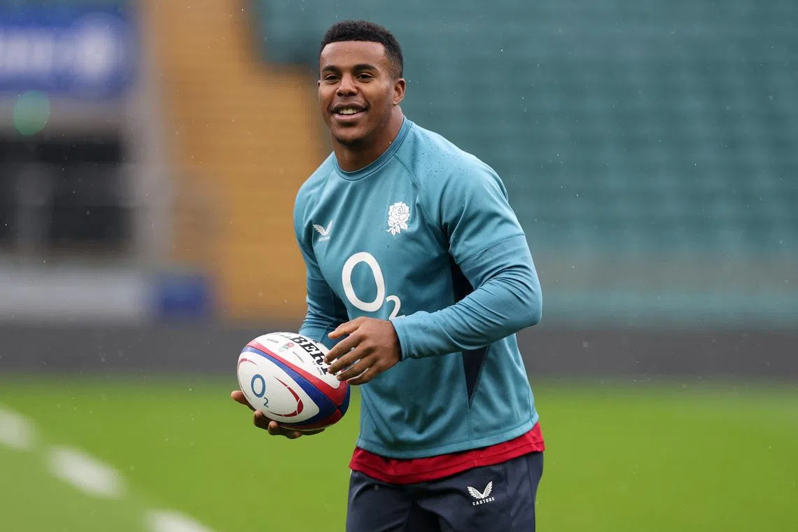 FILE PHOTO: Rugby Union - Autumn Internationals - England Captain's Run - Allianz Stadium, Twickenham, London, Britain - November 14, 2025 England's Immanuel Feyi-Waboso during the captain's run Action Images via Reuters/Paul Childs/File Photo