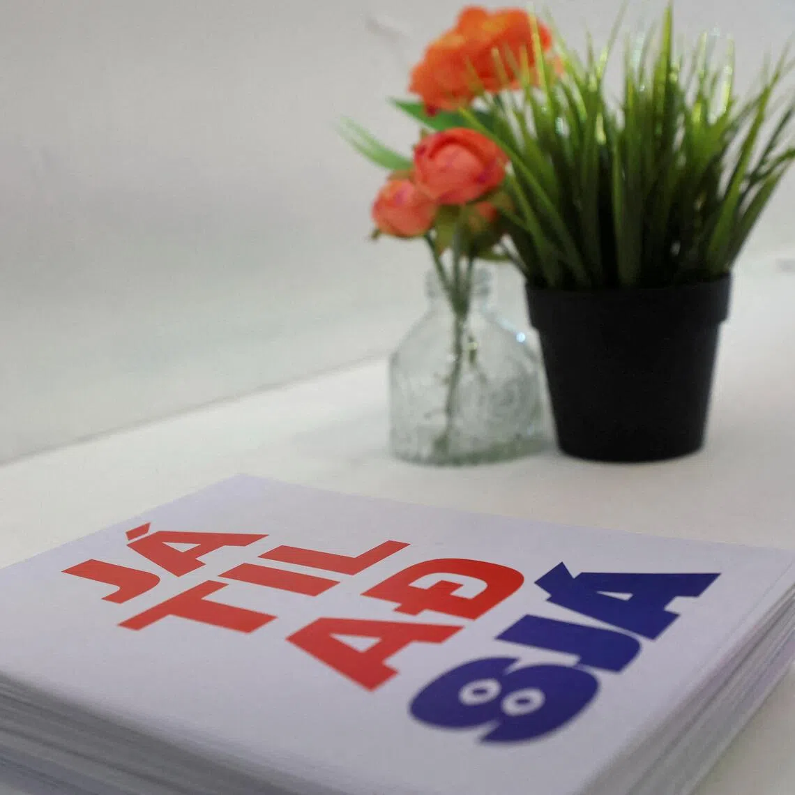 Folders are on display at the “Yes to See” movement’s office ahead of Iceland’s EU referendum, on Aug 27.