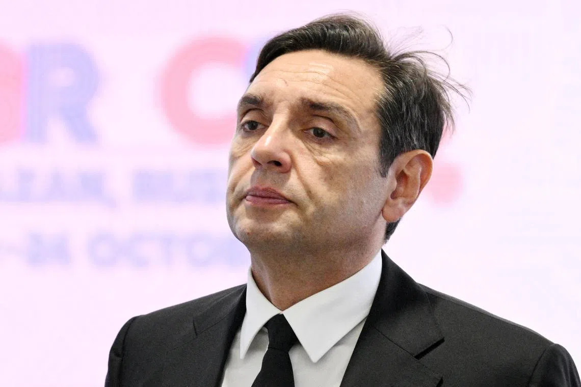 FILE PHOTO: Serbia's Deputy Prime Minister Aleksandar Vulin arrives at the BRICS summit in Kazan, Russia October 24, 2024. Kirill Zykov/BRICS-RUSSIA2024.RU Host Photo Agency via REUTERS/File Photo.