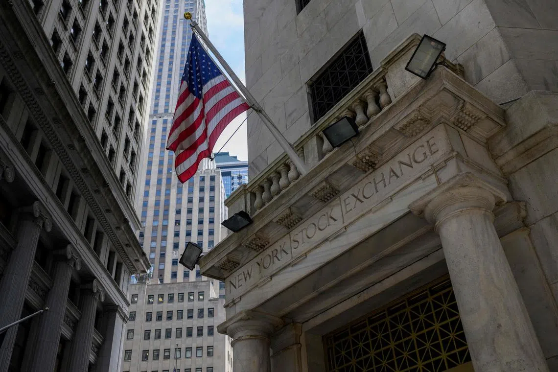 A general view of the New York Stock Exchange (NYSE) on Wall Street in New York City on May 12, 2023. Wall Street stocks edged higher early Friday, extending a period of directionless trading as markets weigh uncertainty surrounding the lifting of the US debt ceiling. (Photo by ANGELA WEISS / AFP)