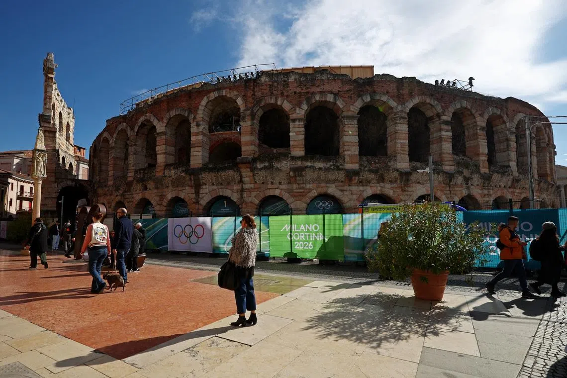 Milano Cortina 2026 Winter Olympics - Arena di Verona, Verona, Italy - February 20, 2026 General view of Arena di Verona ahead of the closing ceremony REUTERS/Lisi Niesner