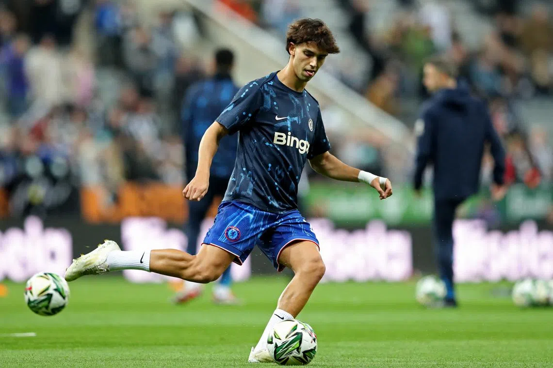 FILE PHOTO: Soccer Football - Carabao Cup - Round of 16 - Newcastle United v Chelsea - St James' Park, Newcastle, Britain - October 30, 2024 Chelsea's Joao Felix during the warm up before the match REUTERS/Scott Heppell/File Photo