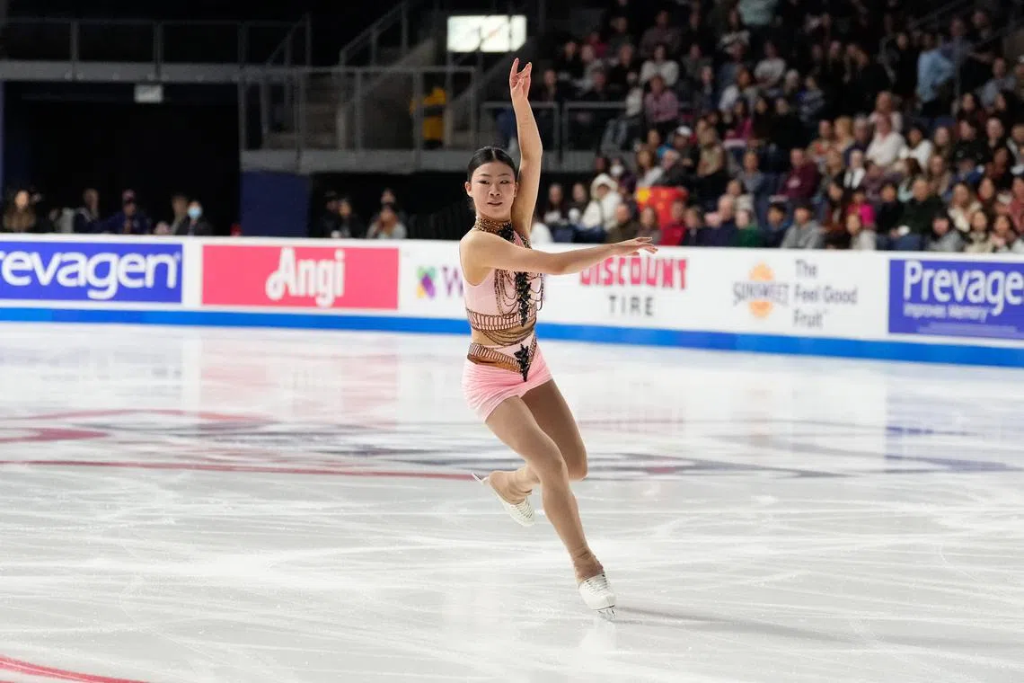Chinese 16-year-old An Xiangyi ended eighth after the women’s short programme at Texas Events Center.