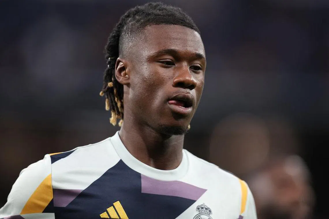 Soccer Football - LaLiga - Real Madrid v Getafe - Santiago Bernabeu, Madrid, Spain - September 2, 2023 Real Madrid's Eduardo Camavinga during the warm up before the match REUTERS/Violeta Santos Moura/File Photo