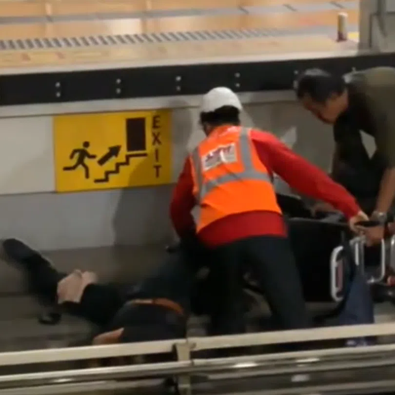 SMRT staff immediately turned off the traction power after the man fell onto the tracks.