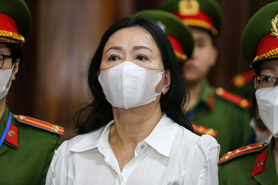 Vietnam's property tycoon Truong My Lan arrives at a court in Ho Chi Minh city on March 5, 2024.  
