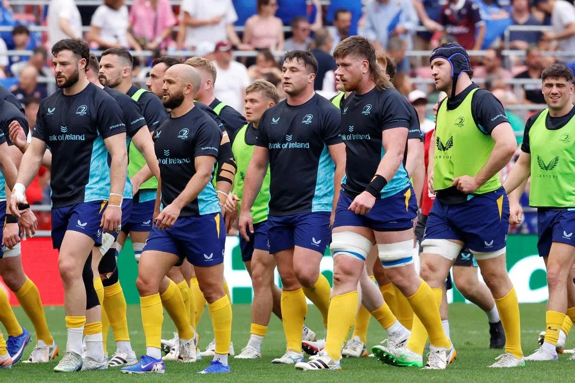 FILE PHOTO: Rugby Union - European Rugby Champions Cup - Final - Leinster v Bordeaux Begles - San Mames, Bilbao, Spain - May 23, 2026 Leinster players during the warm up before the match REUTERS/Vincent West/File Photo