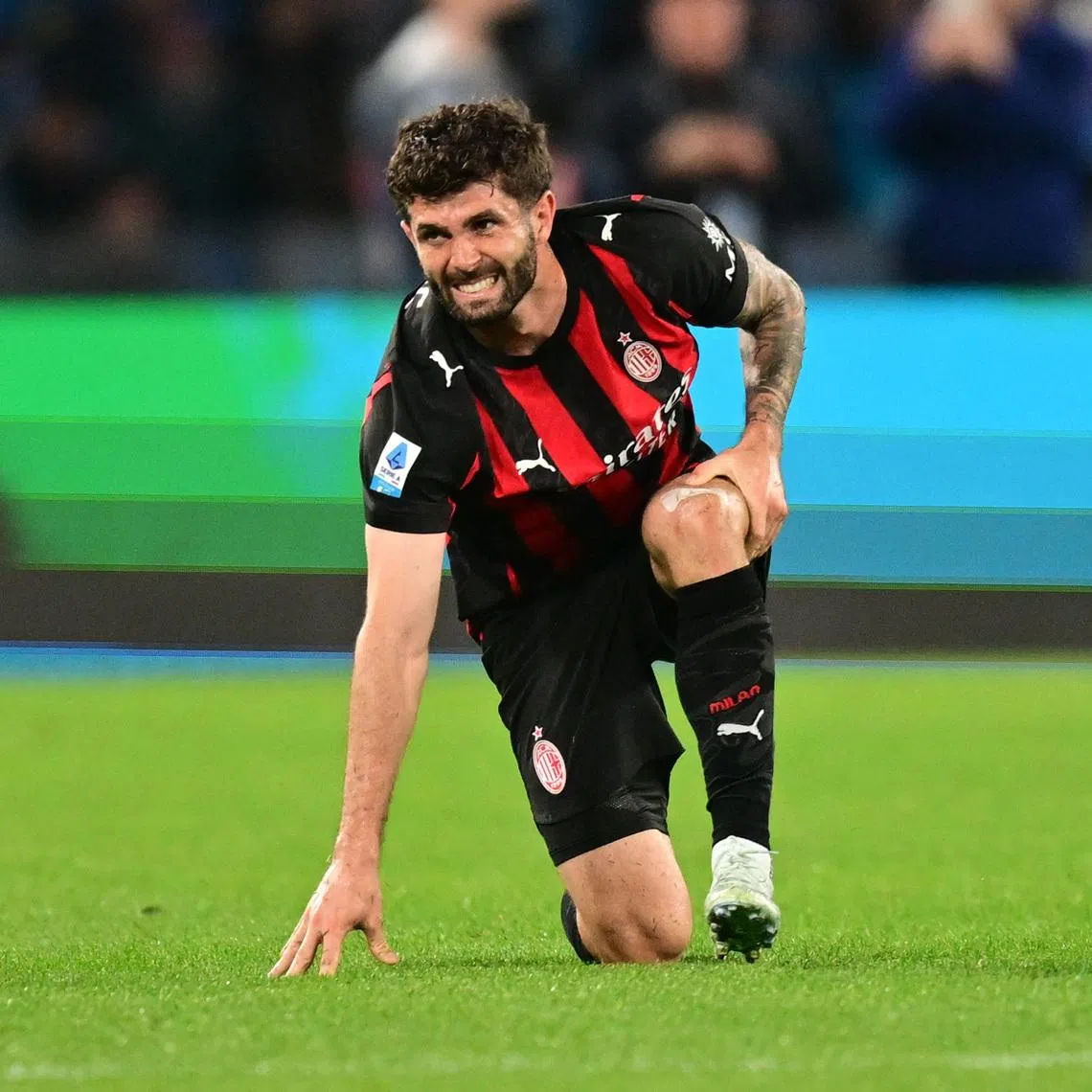 FILE PHOTO: Soccer Football - Serie A - Napoli v AC Milan - Stadio Diego Armando Maradona, Naples, Italy - April 6, 2026 AC Milan's Christian Pulisic reacts REUTERS/Daniele Mascolo/File Photo