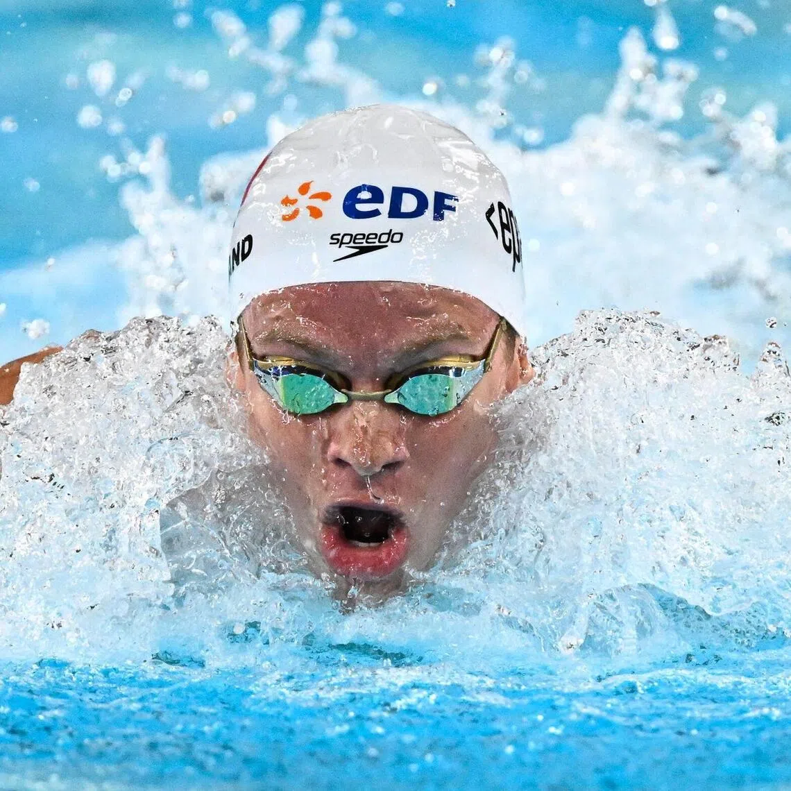 France’s Leon Marchand competing in the final of the men’s 200m butterfly on Aug 15, at the European championships in Paris.