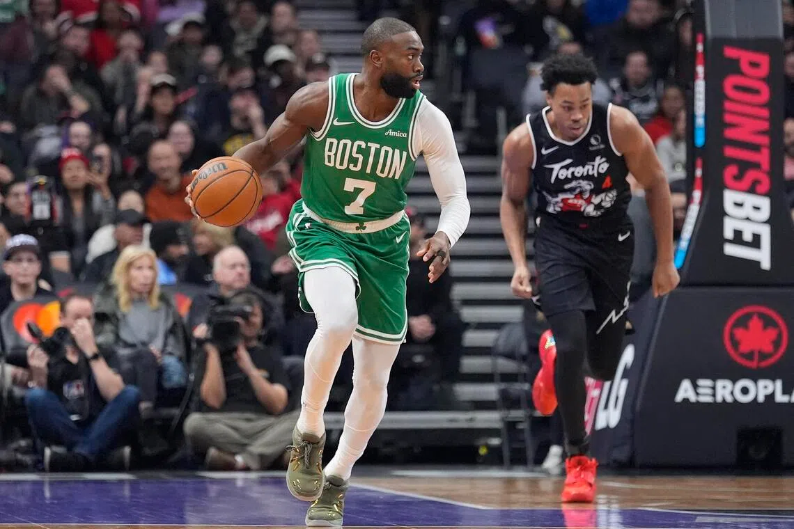 Boston Celtics forward Jaylen Brown in action during the first half of Boston's 121-113 NBA win over the Toronto Raptors on Dec 7.
