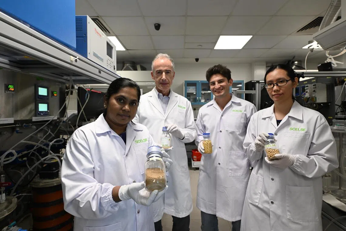 gswaste13/ST20230309_202379906145/Ng Sor Luan/Microbial community-based production of single cell protein from soybean-processing wastewater of variable chemical composition.

From left: Research associate Sara Swa Thi, Professor Stefan Wuertz, senior research fellow Ezequiel Santillan, and research assistant Hoon Hui Yi.