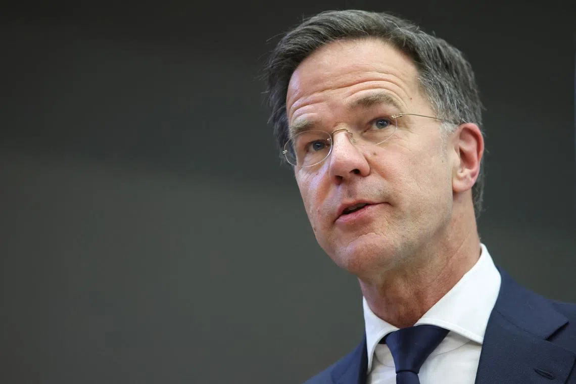 FILE PHOTO: NATO Secretary General Mark Rutte addresses students at the Faculty of Political Sciences, University of Sarajevo, in Sarajevo, Bosnia and Herzegovina March 10, 2025. REUTERS/Amel Emric/File Photo