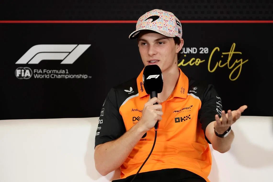 McLaren driver Oscar Piastri speaks at a press conference  ahead of the Mexico City Grand Prix.