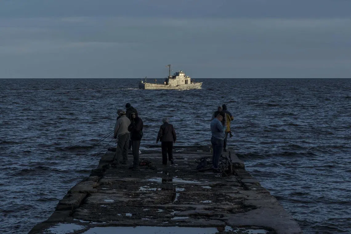 A pier overlooking the Black Sea in Odesa, Ukraine.