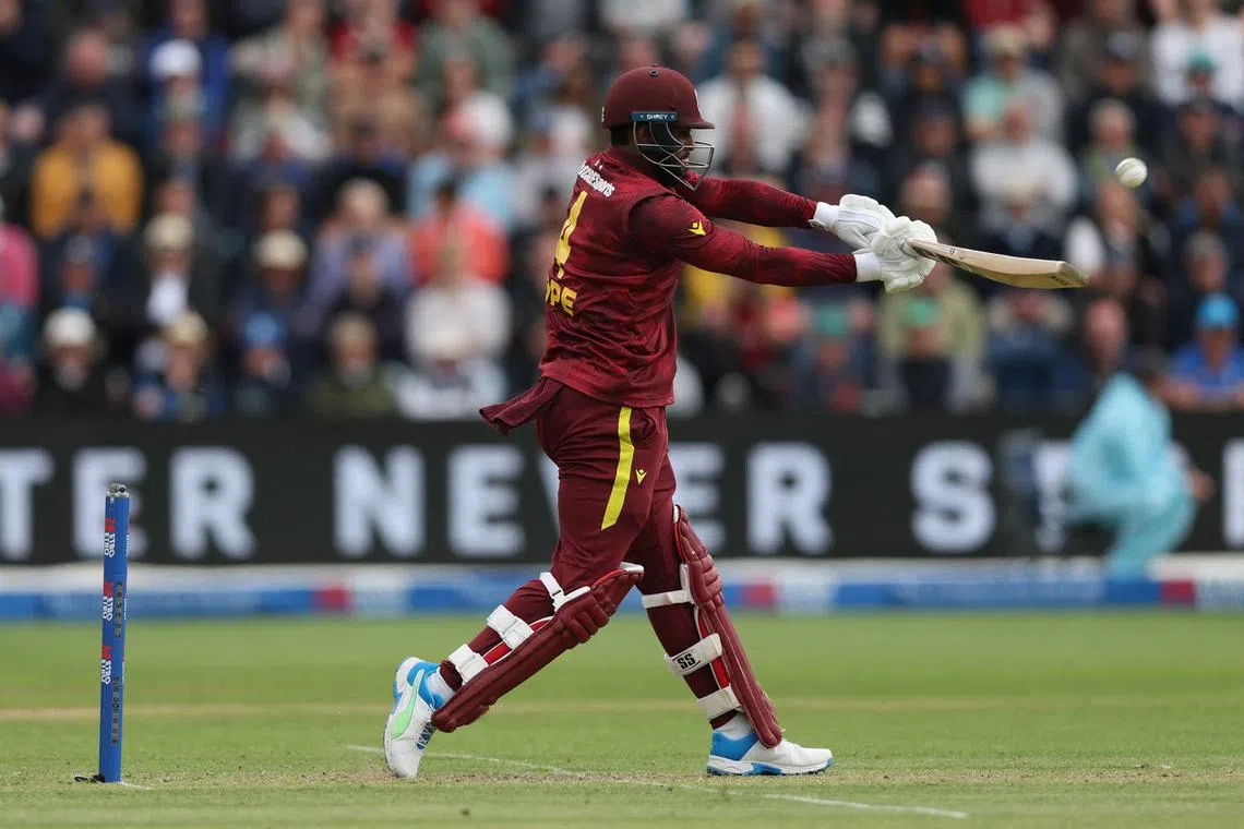 FILE PHOTO: Cricket - Second One Day International - England v West Indies - Sophia Gardens, Cardiff, Wales, Britain - June 1, 2025 West Indies' Shai Hope in action Action Images via Reuters/Paul Childs/File Photo