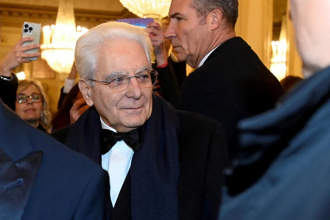 Mr Mattarella attends La Scala's opening of its 2022-23 season, in Milan, Italy, on Dec 7, 2022.