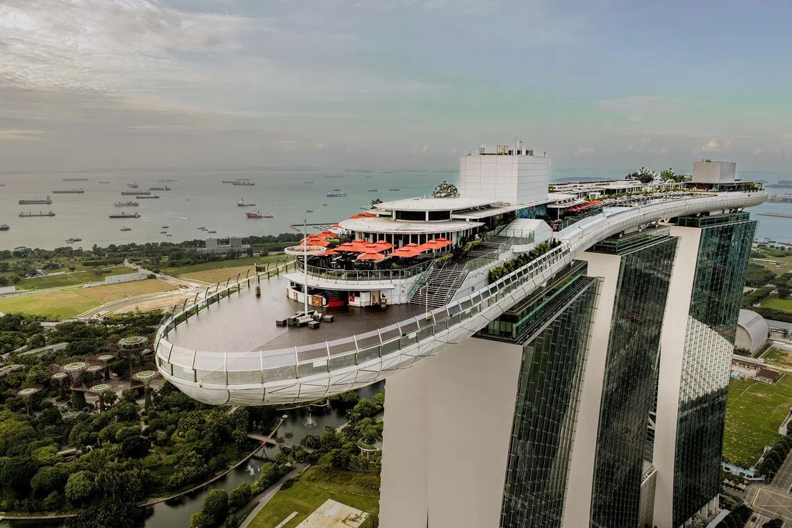 Located atop Tower 3 on levels 56 and 57, the observation deck rises well above surrounding buildings.