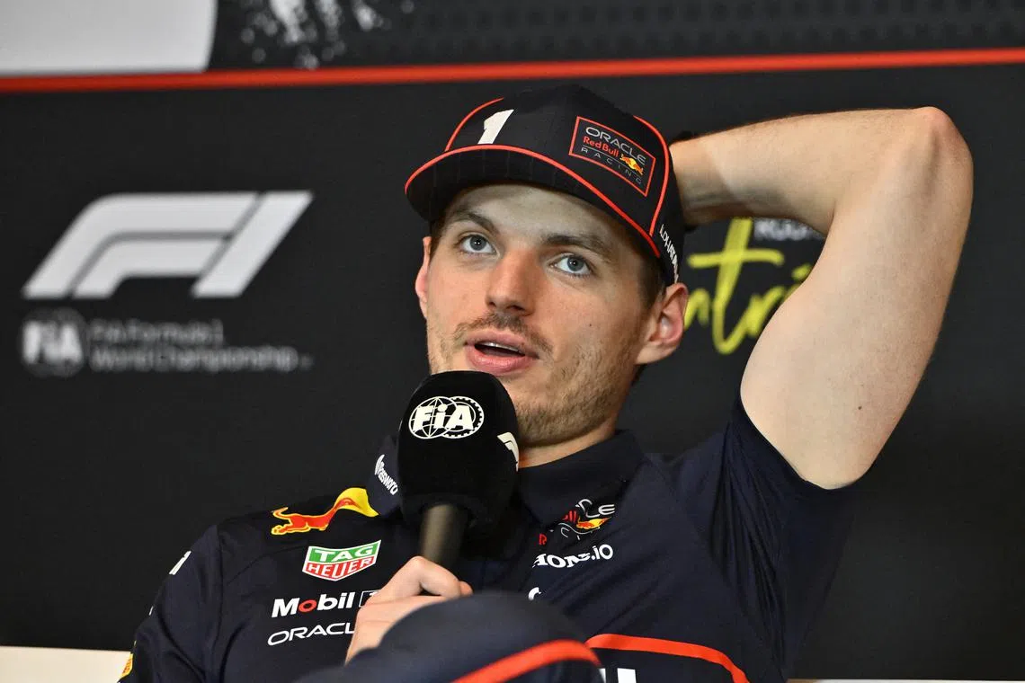 FILE PHOTO: Formula One F1 - Canadian Grand Prix - Circuit Gilles Villeneuve, Montreal, Quebec, Canada - June 15, 2025 Second place Red Bull's Max Verstappen during the press conference after the race REUTERS/Jennifer Gauthier