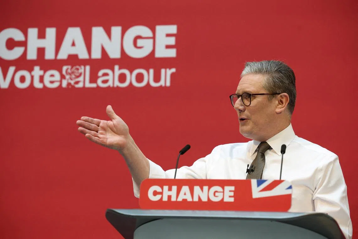 FILE PHOTO: British opposition Labour Party leader Keir Starmer speaks at the launch of the Labour Party's manifesto, in Manchester, Britain, June 13, 2024. REUTERS/Phil Noble/File Photo