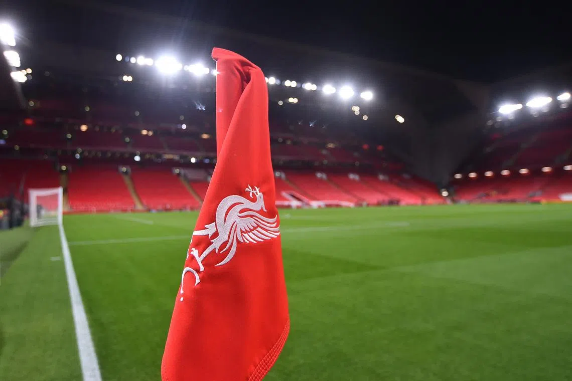 Soccer Football - Premier League - Liverpool v Sunderland - Anfield, Liverpool, Britain - December 3, 2025 General view of a corner flag inside the stadium before the match REUTERS/Peter Powell