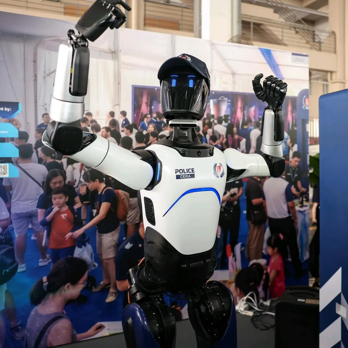 A close up of CERA, SPF's humanoid robot, which will be used for community engagement.