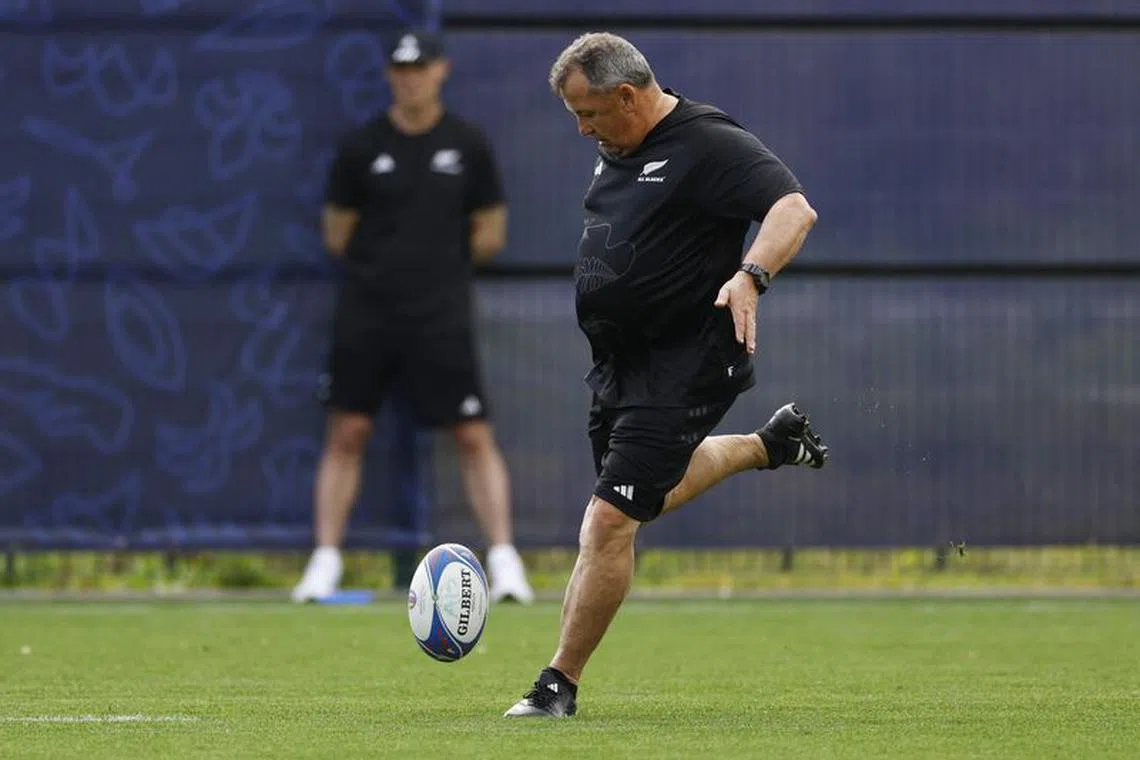Rugby Union - Rugby World Cup 2023 - Zealand Training - INSEP, Paris, France - October 13, 2023 New Zealand head coach Ian Foster during training REUTERS/Gonzalo Fuentes