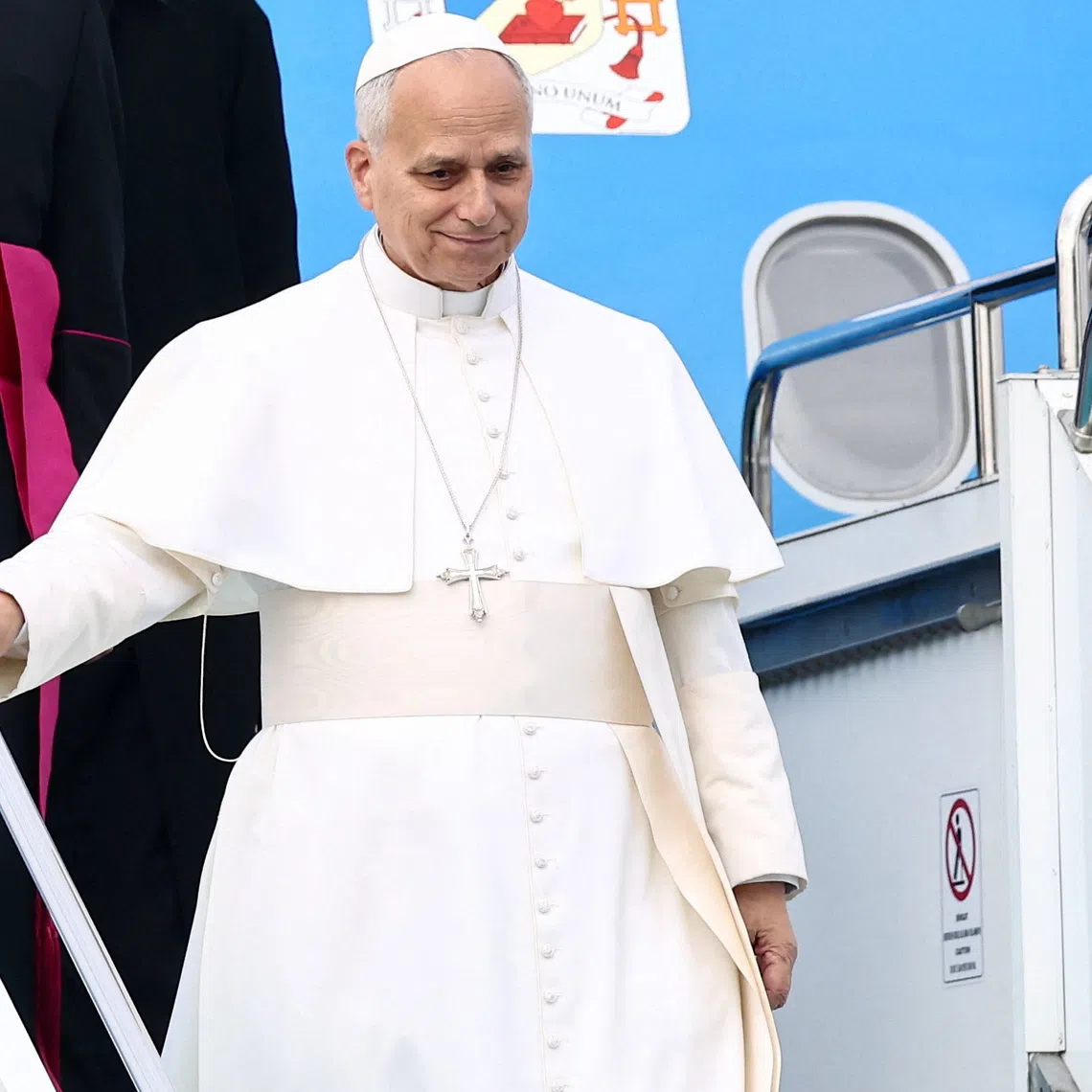 Pope Leo XIV arrives at Esenboga International Airport, during his first apostolic journey, in Ankara, Turkey, November 27, 2025. REUTERS/Yara Nardi