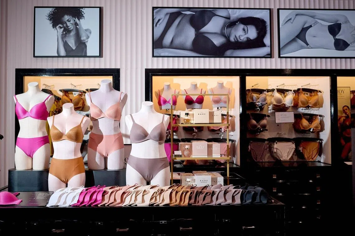 FlexFactor Lightly Lined Plunge Bra for sale at a Victoria's Secret store on Fifth Avenue in New York, US, on Sept. 4, 2025. 