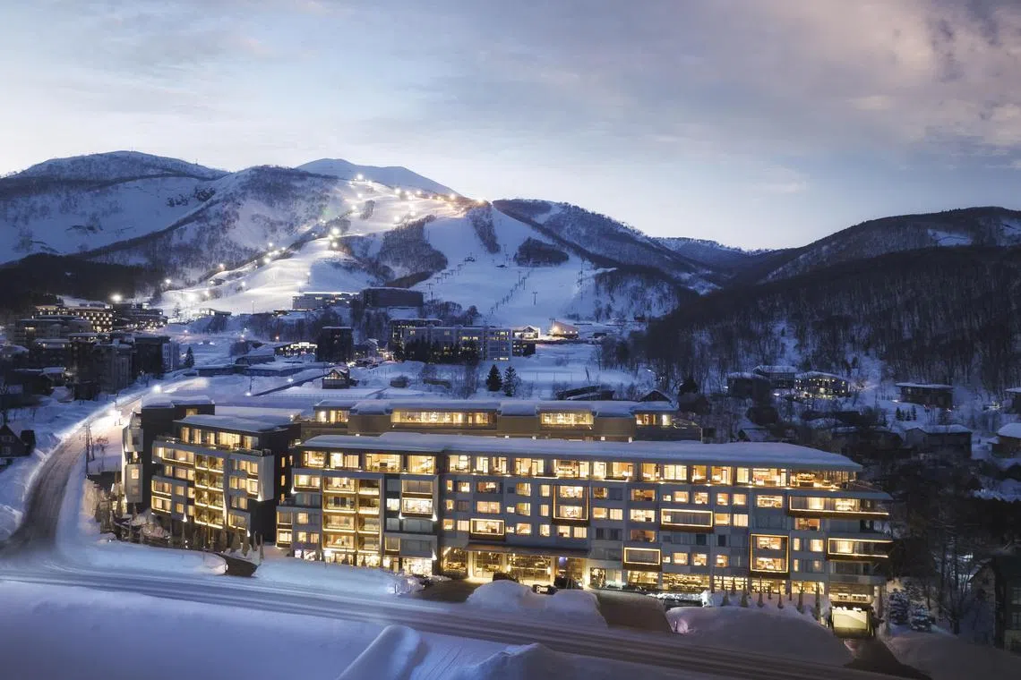 Setsu Niseko at dusk in winter.