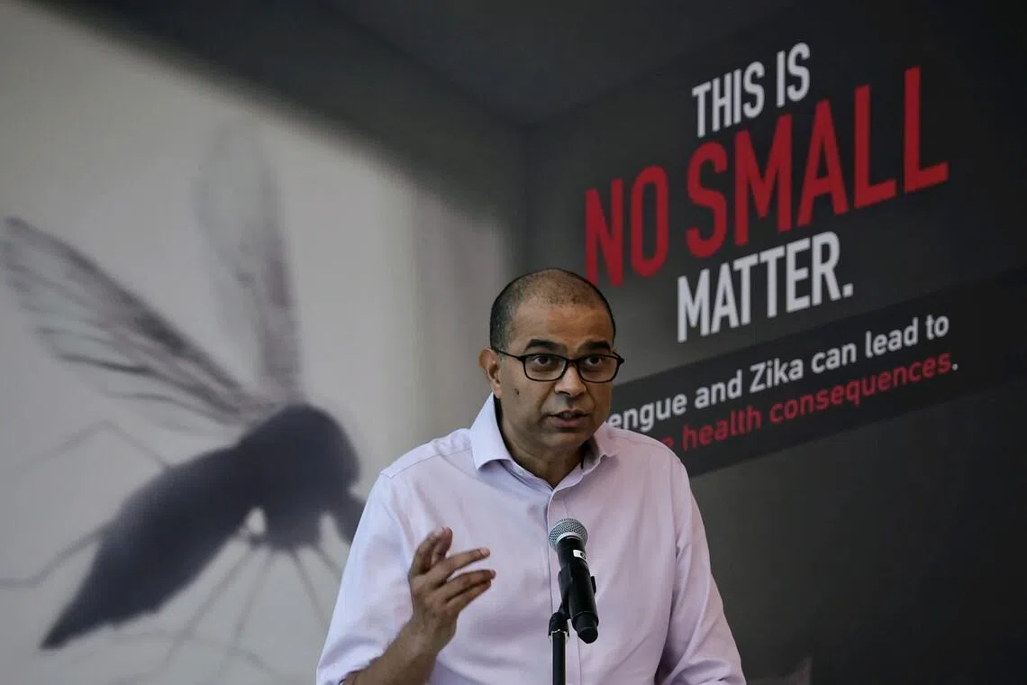 Senior Minister of State for Sustainability and the Environment Janil Puthucheary speaking at the launch of the National Dengue Prevention Campaign 2026 on May 16.