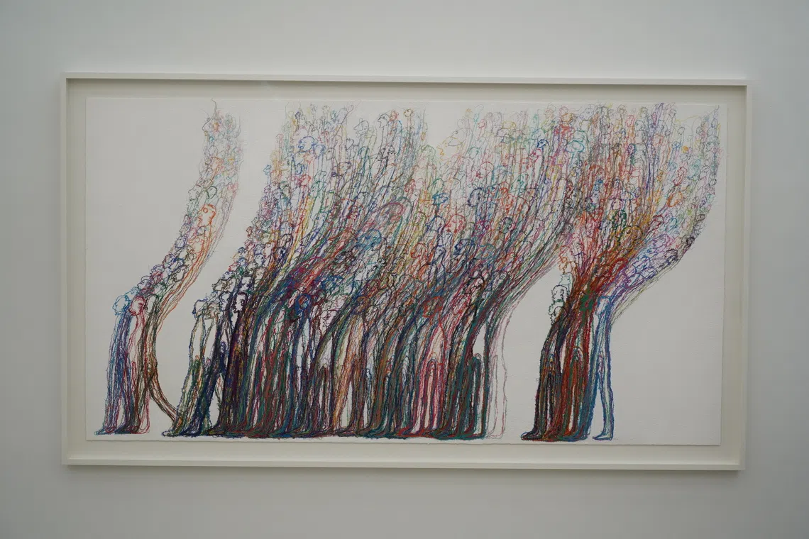 An example of Do Ho Suh’s thread drawings. He developed the technique in Singapore at STPI in 2009.