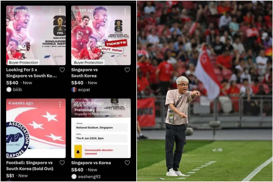 Scalpers have taken to Carousell to resell tickets to the sold-out Singapore vs South Korea World Cup Qualifier match.