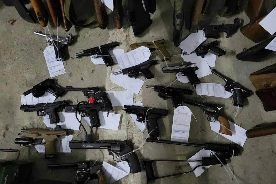 Police said they seized 16 explosive devices, 83 firearms and accessories, approximately 11,000 rounds of ammunition of various calibres, nearly 130 magazines, four pairs of night vision goggles and military equipment. 
