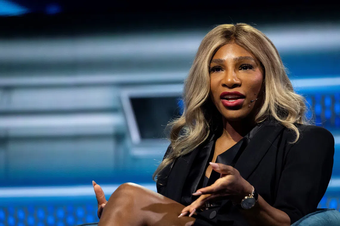 Tennis legend and entrepreneur Serena Williams speaks during the America Business Forum at Kaseya Center in Miami, Florida, U.S. November 6, 2025. REUTERS/Marco Bello