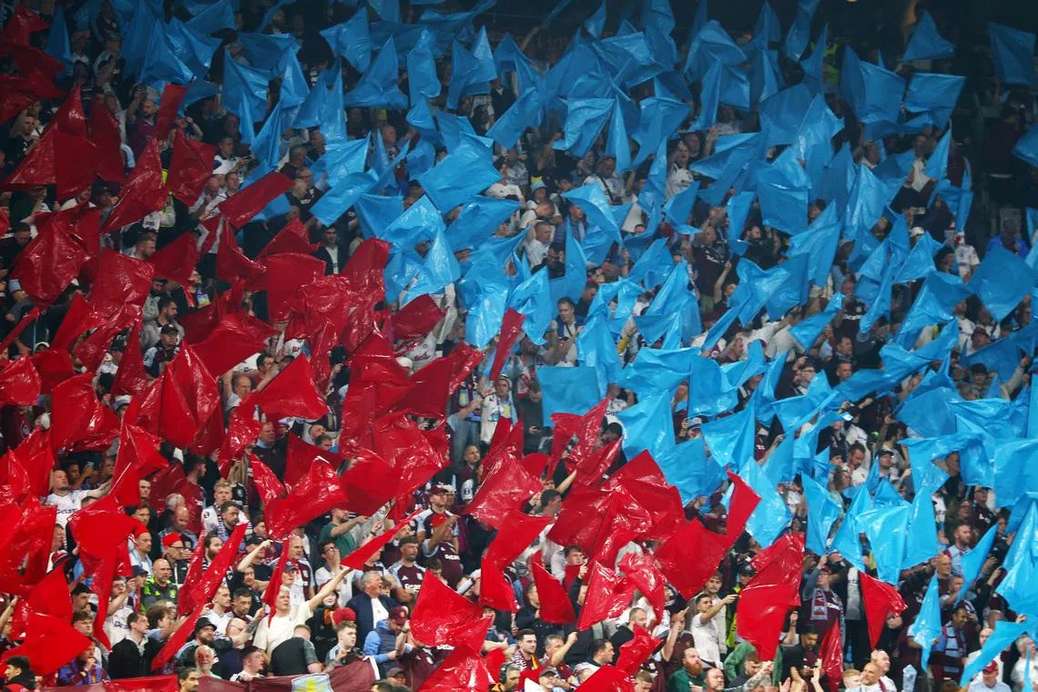 Soccer Football - UEFA Europa League - Final - SC Freiburg v Aston Villa - Besiktas Park, Istanbul, Turkey - May 20, 2026 Aston Villa fans with flags inside the stadium before the match REUTERS/Manon Cruz