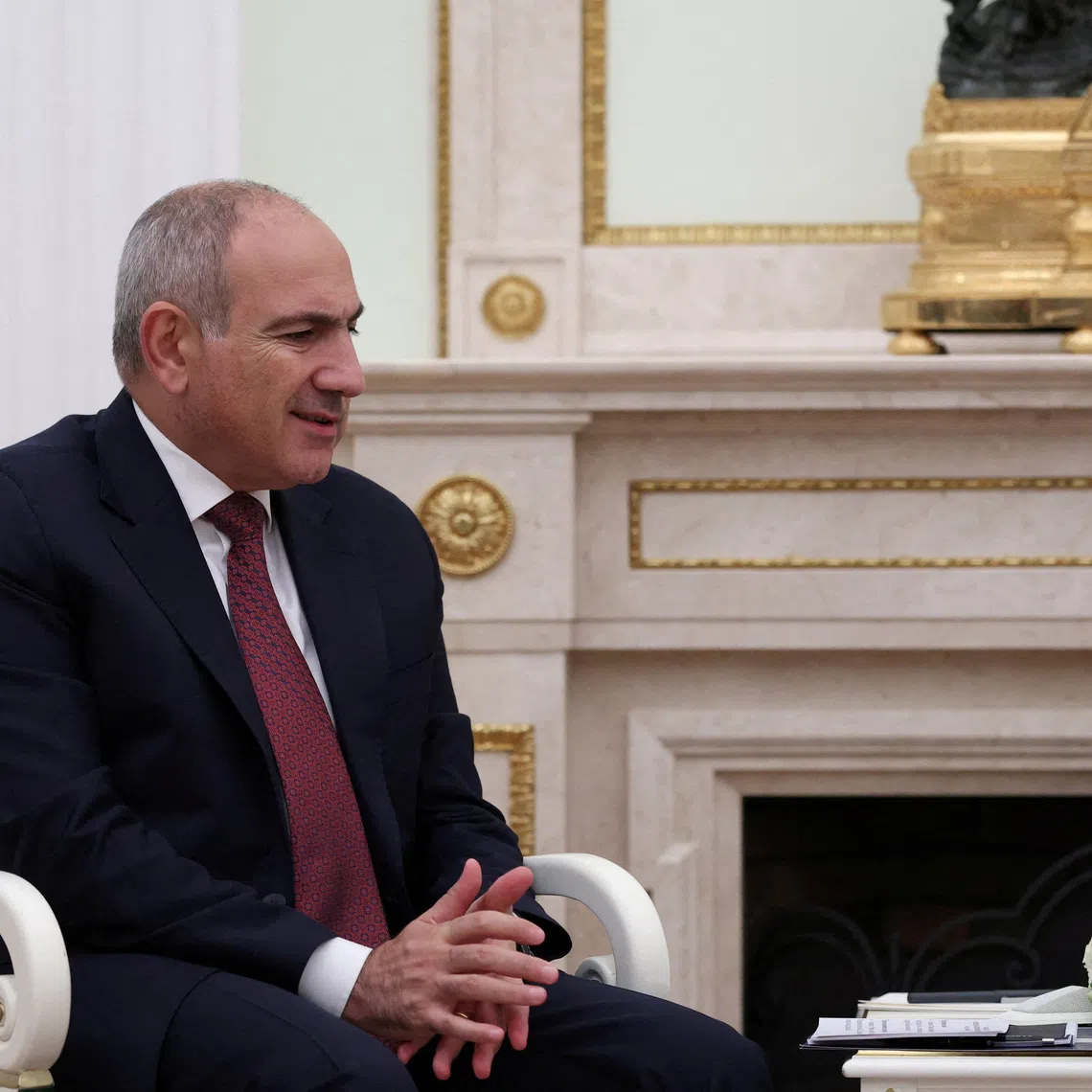 FILE PHOTO: Armenia's Prime Minister Nikol Pashinyan attends a meeting with Russia's President Vladimir Putin at the Kremlin in Moscow, Russia, September 26, 2025. REUTERS/Ramil Sitdikov/Pool/File Photo