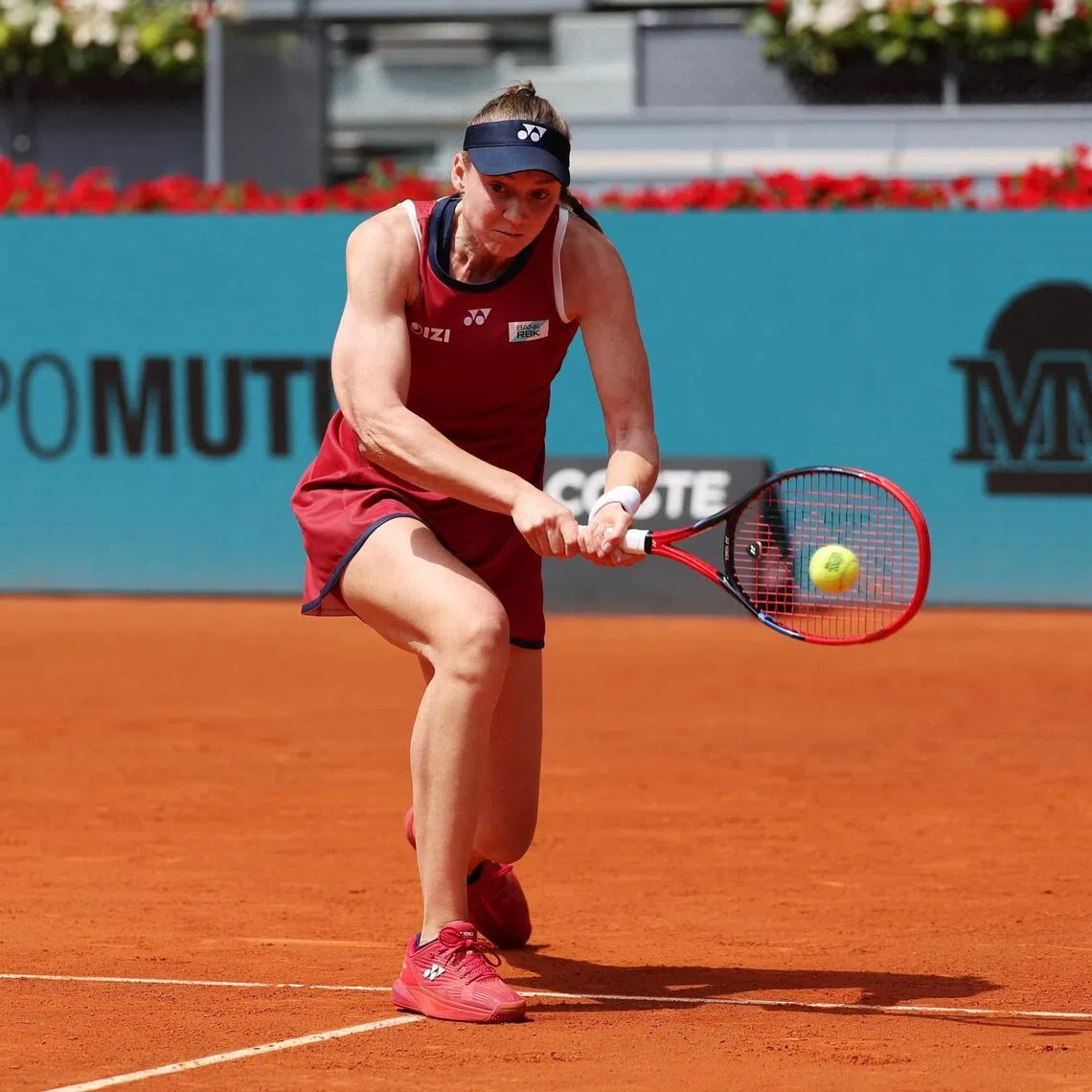 Kazakhstan's Elena Rybakina in action during her round of 64 match against Romania's Elena Gabriela Ruse.