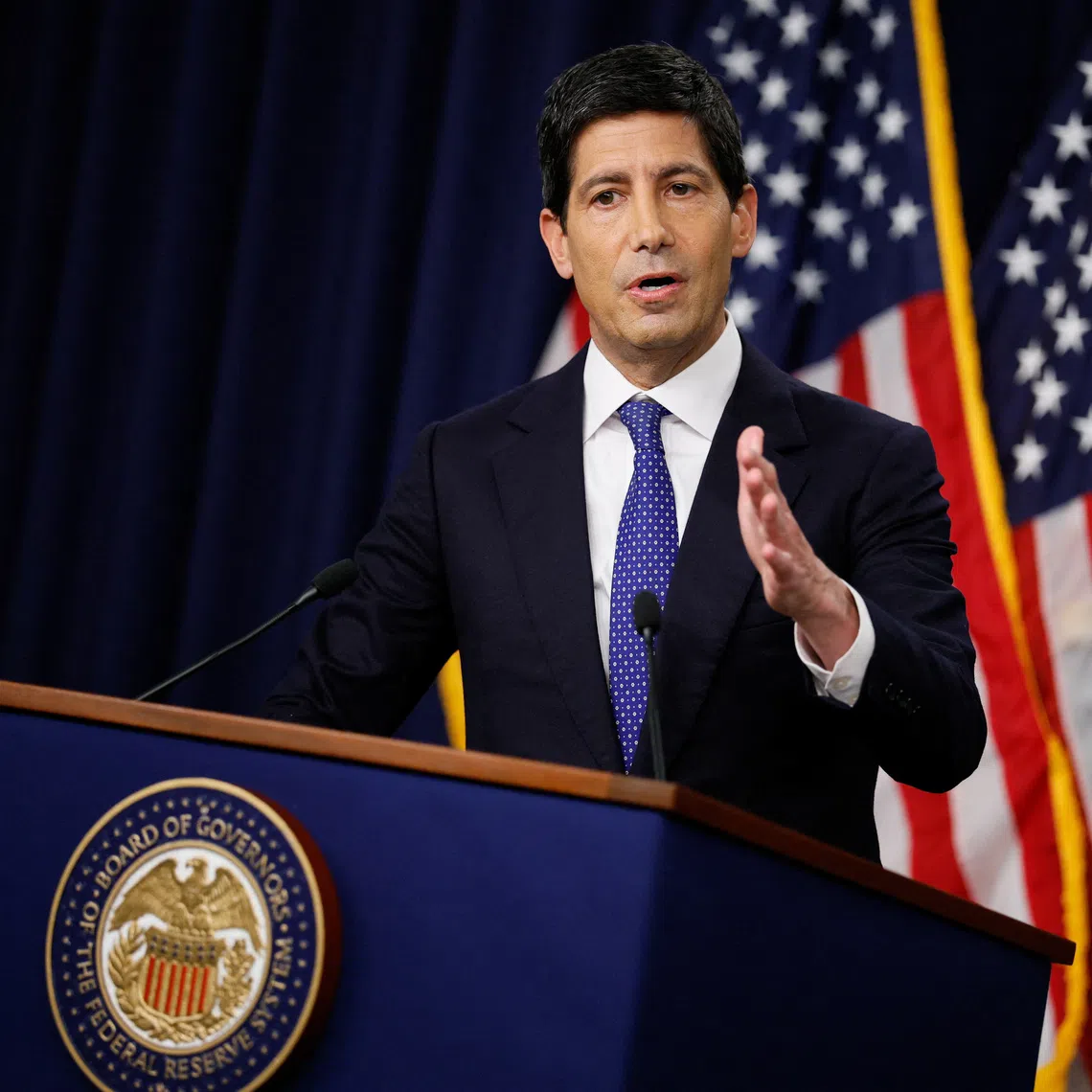 US Federal Reserve Chairman Kevin Warsh holds a press conference in Washington DC on Sept 16, following a two-day meeting of the Federal Open Market Committee.
